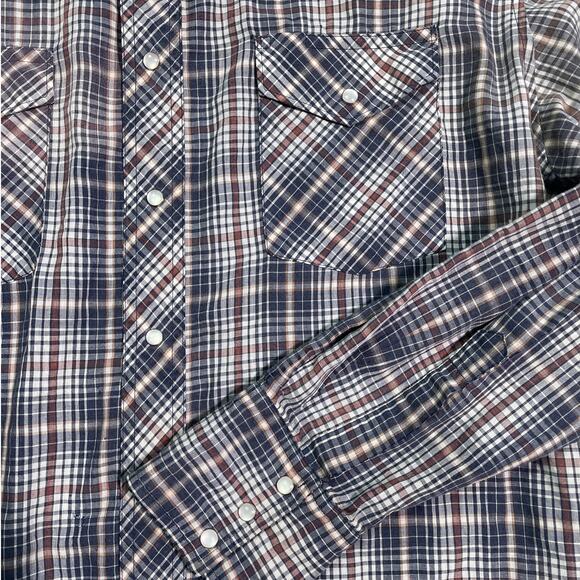 Vintage 80's WRANGLER Plaid Snap Button Shirt / Sz L/XL / Western Mens - Picture 7 of 8